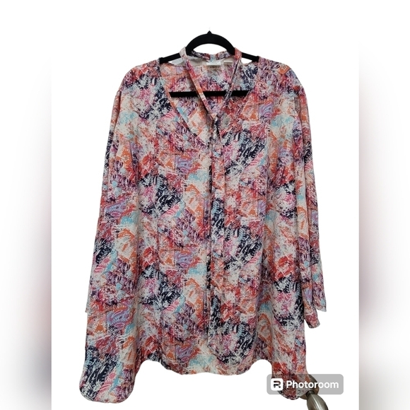 Cato Tops - CATO 26/28 Paisley Colorful Long Sleeve Lightweight Tunic Blouse